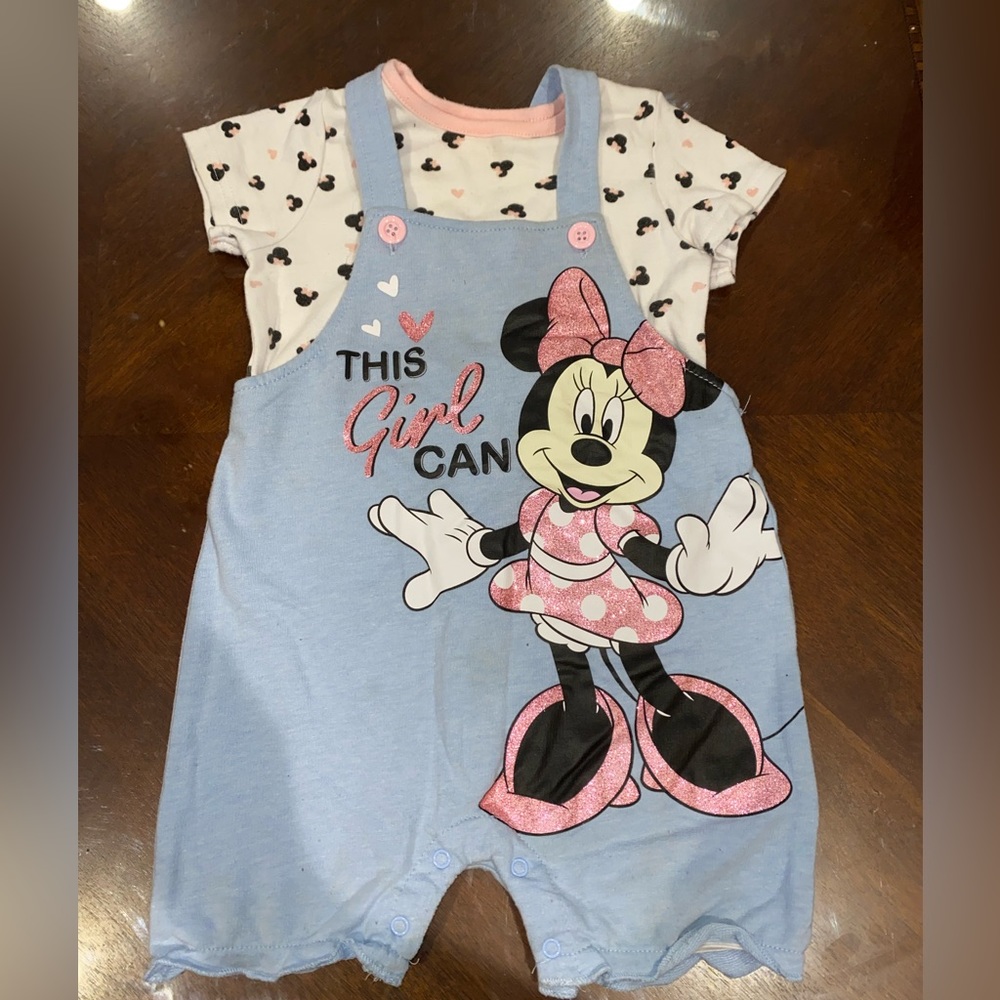 minnie mouse baby girls size 9 months romper
